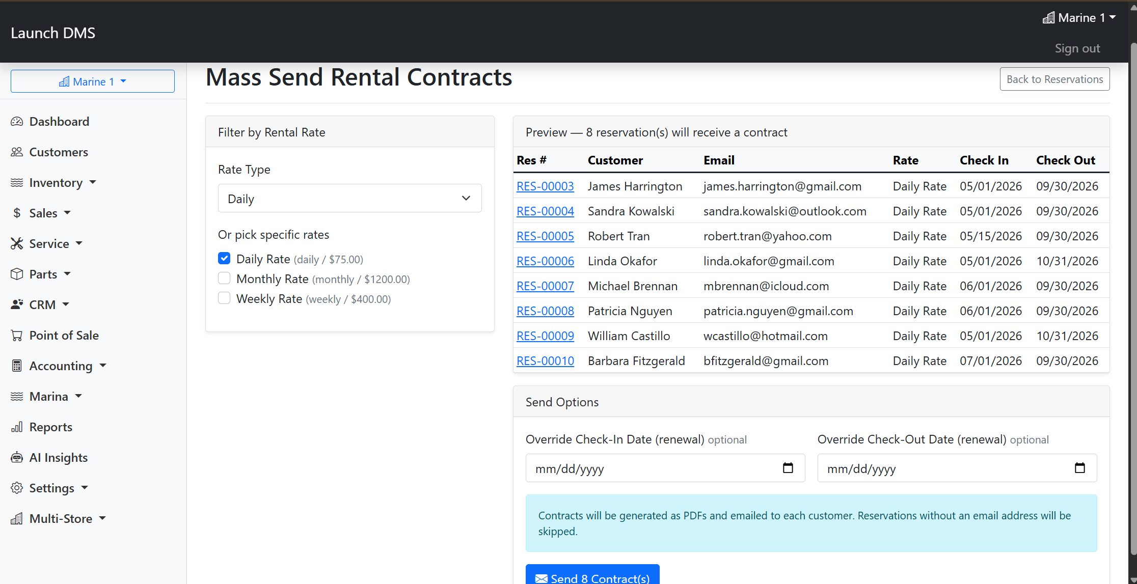 Mass Send Contracts